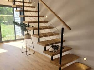 Escaliers modernes en bois et m&eacute;tal sur mesure &agrave; Pont-Audemer